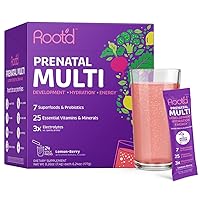 Prenatal Multivitamin Powder - 25 Vitamins & Minerals with 3X Electrolytes, Folate, Iron, D3 for Mom & Baby, 7 Superfoods & Probiotics, Sugar-Free Vitamins & Hydration | 24 Packets