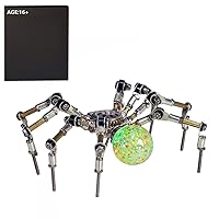 MINDEN 3D Metal Luminous Insect Series DIY Model Kit, Spider Model DIY Kits with 2CM Glowing Crystal Ball, Creative Ornament, 270+pcs