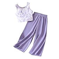 Floerns Girls Tie Dye Tank Top with Wide Leg Pants Set Two Piece Outfit