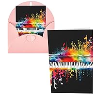 Greeting Cards Colorful Piano Keyboard Music Note Thank You Cards with Envelopes Happy Birthday Card 4x6 Inch Minimalistic Design Thank You Notes for All Occasions Birthday Thank You Wedding