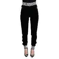 Dolce & Gabbana Black DG Logo Velvet Trouser Women's Pants
