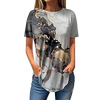 Crop Tops for Women Trendy Loose Summer Women's Shirts and Blouses Short Sleeve Casual Spring Crewneck Tee Shirts