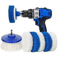 Bathroom Cleaning Scrub Pads + Drill Powered Scrub Brush Drill Accessory Combo Kit