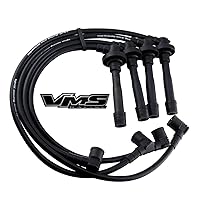 VMS RACING 91-99 Black Performance Ignition Spark Plug Wires Set Compatible with Nissan Sr20de Se-r Dohc 1991-1999