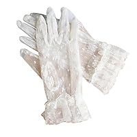 Bride Gloves Wedding Lace Embroidered Short Gloves Mesh Bride Dress Mittens Gloves Cosplay Costume Gloves for Woman Beige 1pair gloves