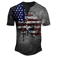 Henley Shirts for Men,Mens T Shirt Vintage Tactical T-Shirts Graphic Printing Shirt Military Shirts Short Sleeve