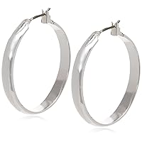 Anne Klein Classics Silvertone Large Oval Hoop Earrings