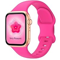 TreasureMax Sport Band Compatible with Apple Watch Bands 38mm 40mm 41mm 42mm 44mm 45mm 49mm, Soft Silicone Strap Compatible for Apple Watch Series 9 Ultra 8 7 6 5 4 3 2 1 SE Men Women Hot Pink 38MM