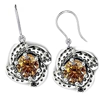 2.52 ct vvs1/Round Cut Solitaire Silver Plated Real Moissanite Earrings Red Brown Hoop
