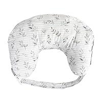 Nursing Pillow Best Latch, Gray Pennydot Leaf Stripe, Lactation Consultant Created, Firm Contoured and Plush Sides for Breastfeeding Options, Padded Belt, Plus Sized to Petite, Machine Washable
