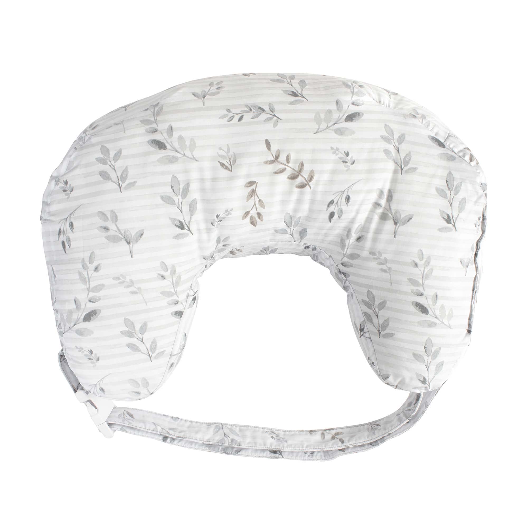 Boppy Best Latch Nursing Pillow, Gray Pennydot Leaf Stripe, Lactation Consultant Created, Firm Contoured and Plush Sides for Breastfeeding Options, Padded Belt, Plus Sized to Petite, Machine Washable