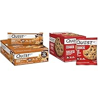 Quest Nutrition Chocolate Peanut Butter Bars, High Protein, Gluten Free, Keto Friendly, 12 Count & Quest Nutrition Peanut Butter Chocolate Chip Cookie, High Protein, Low Carb, 24.5 Oz, 12 Count