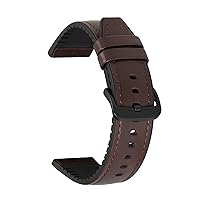Quick Release Watch Band, 20mm 22mm Universal Sweatproof Genuine Leather Silicone Hybrid Men Replacement Wristband Strap with Stainless Steel Clasp