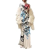 Womens Sexy Fashion 3D Printing Elegant Bodycon Long Sleeve Wrap Front Basic Maxi Long Dress Party Clubwear