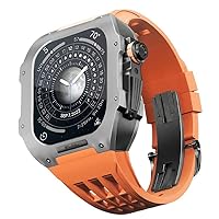 DYIZU Titan-Gehäuse aus Gummi für Apple Watch Series 4 5 6 SE Series Ersatzarmband aus hochwertigem Silikon, Luxus-Uhrenarmband für iWatch 44 mm Uhrenarmband