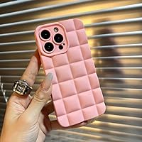 Phone Case for iPhone 14 Pro 13 12 11 Pro X XR XS Max 7 8 Plus Fashion 3D Grid Matte Soft Silicon Shockproof for iPhone 14 Case,Pink,for iPhone 12 Pro