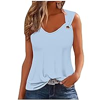 Women Summer Tops 2024 Dressy Casual Tank Tops Trendy Loose Fit Sleeveless Shirts Loose Flowy Blouses Cute Camisole