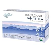 Organic White Tea, 100 Tea Bags – 100% Organic White Tea – Unsweetened White Tea – Lower Caffeine Alternative to Coffee – Herbal Health Benefits