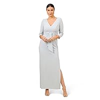 Adrianna Papell Women's Metallic Knit Tie Front Gown