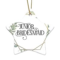 Personalized 3 Inch Junior Bridesmaid, Junior Bridesmaid, Wedding Party, Wedding, Wedding Art, White Ceramic Ornament Holiday Decoration Wedding Ornament Christmas Ornament Birthday