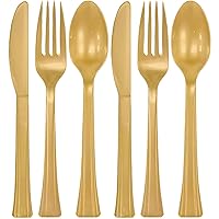 Assorted Gold Plastic Cutlery (Pack of 24) - Elegant, Durable & Disposable Party Supplies for Every Occasion