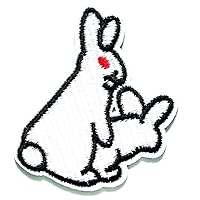 Nipitshop Patches Bunny Rabbit Patch Cute Little White Rabbit Love Sex Breed Cartoon Kids Patch Logo Jacket T Shirt Patch Sew Iron on Embroidered Sign Costume as Happy Birthday Gift