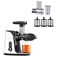 Slow Masticating Juicer Extractor Bundled with AMZCHEF Juicer attachment,Cold Press Juicer with Two Speed Modes,Easy Clean with Brush,Entire Juicing Accessory Available for Replacement