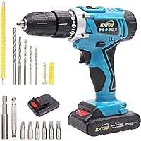 KATSU Cordless Combi Drill with Impact 18V and Accessories Kit + Flexible Shaft + Double Ended Bit + 5 Drill Bits + 6 Screwdriver Bits with 1 Extension + 2 Li-ion Batteries 1.5Ah + Charger + Case