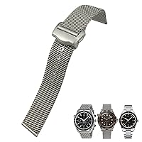 20mm Watch band For Omega 007 Seamster 300 Siver Metal Woven Watch Strap 316L Stainless Steel Watchbands