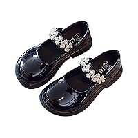 Kids Marry Jane Shoes Girls Solid Color Faux Leather Princess Sneakers for Party Toddler First-Walking Toddle Shoes with Buckle