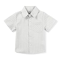 Boys Short Sleeve Button Down Oxford Striped Casual Dress Shirt Summer Tops