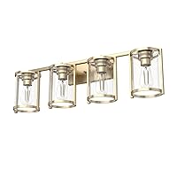 Hunter - Astwood 4-Light Alturas Gold, Medium Size Vanity Light, Dimmable, Caged Style, for Bedrooms, Kitchens, Foyers, Bathrooms - 48011