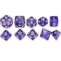 SZSZ Pearl Swirl Polyhedral 10-Die DND Dice Set Extra D30 D24 D10(1-10) for Table Games 0212 (Color : Purple)