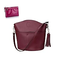 S-ZONE Women Genuine Leather Crossbody Bag Medium Shoulder Purse Handbag Triple Zipper Small Wallet Change Coin Purse