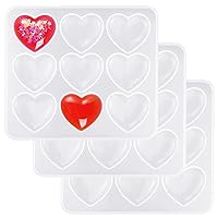 3 Pieces Heart Shape Resin Molds Heart Shape Epoxy Molds Heart Silicone Molds for Resin Heart Resin Molds for Craft Making (3)