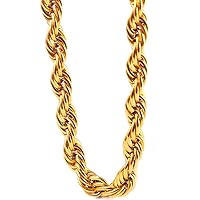 TUOKAY Sparkling Big Gold Rope Chain for Men and Women 11mm Thick Heavy Huge Faux Gold Rope Chain Costume Necklace for Rapper Rap Gangsta