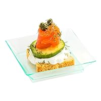 Restaurantware 2.5 x 2.5 Inch Mini Tasting Plates 100 Disposable Square Plastic Plates - Durable Stylish Seagreen Plastic Hors D'oeuvre Serving Plates For Desserts Or Appetizers At Parties