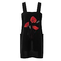 Women Plus-Size Casual Sexy Floral Print ing Pockets U-Neck Sleeveless Loose Dress