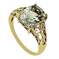 Yellow Scapolite Cushion Shape 2.81 Carat Natural Earth Mined Gemstone 925 Sterling Silver Ring Unique Jewelry (Yellow Gold Plated) for Women & Men