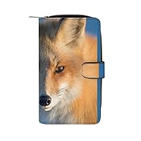 Red Fox Womens Leather Wallets Slim Card Holder Purse RFID Blocking Bifold Clutch Handbag Zippered Pocket