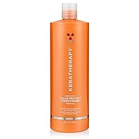 KERATHERAPY Keratin Infused Color Protect Conditioner, 33.8 fl. oz., 1000 ml - Gluten Free Color Protecting Conditioner for Color Treated Hair with Kerabond Technology, Red Raspberry Oil, Omega 3 & 6