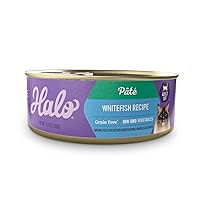 Halo Adult Grain Free Wet Cat Food Pate, Whitefish Recipe, Healthy Cat Food with Real, Whole Whitefish, 5.5 oz Can (Pack of 12)