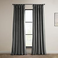 HPD Half Price Drapes Heritage Plush Velvet Curtains 120 Inches Long Room Darkening Curtains for Bedroom & Living Room 50W x 120L, (1 Panel), Pepper Grey