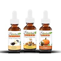 Stevia Drops Butterscotch, Pumpkin Spice, & Vanilla Stevia Select Keto Coffee Sugar-Free Stevia Flavors Bundle (3) Pack