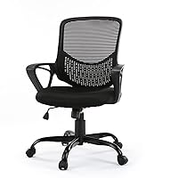 Office Chair Mesh Mid-Back Height Adjustable Swivel Chair Ergonomic Computer Desk Chair with Armrest for Home, Black