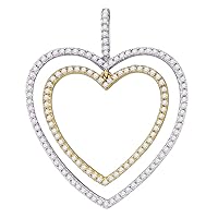 The Diamond Deal 10k White Gold Round Diamond Womens 2-tone Double Heart Pendant 1/2 Cttw