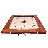 Golden Carrom Board Jumbo Carrom Indoor Family Game Jumbo Board Approved by International Carrom Federation Scratch & Water Resistant (32mm)