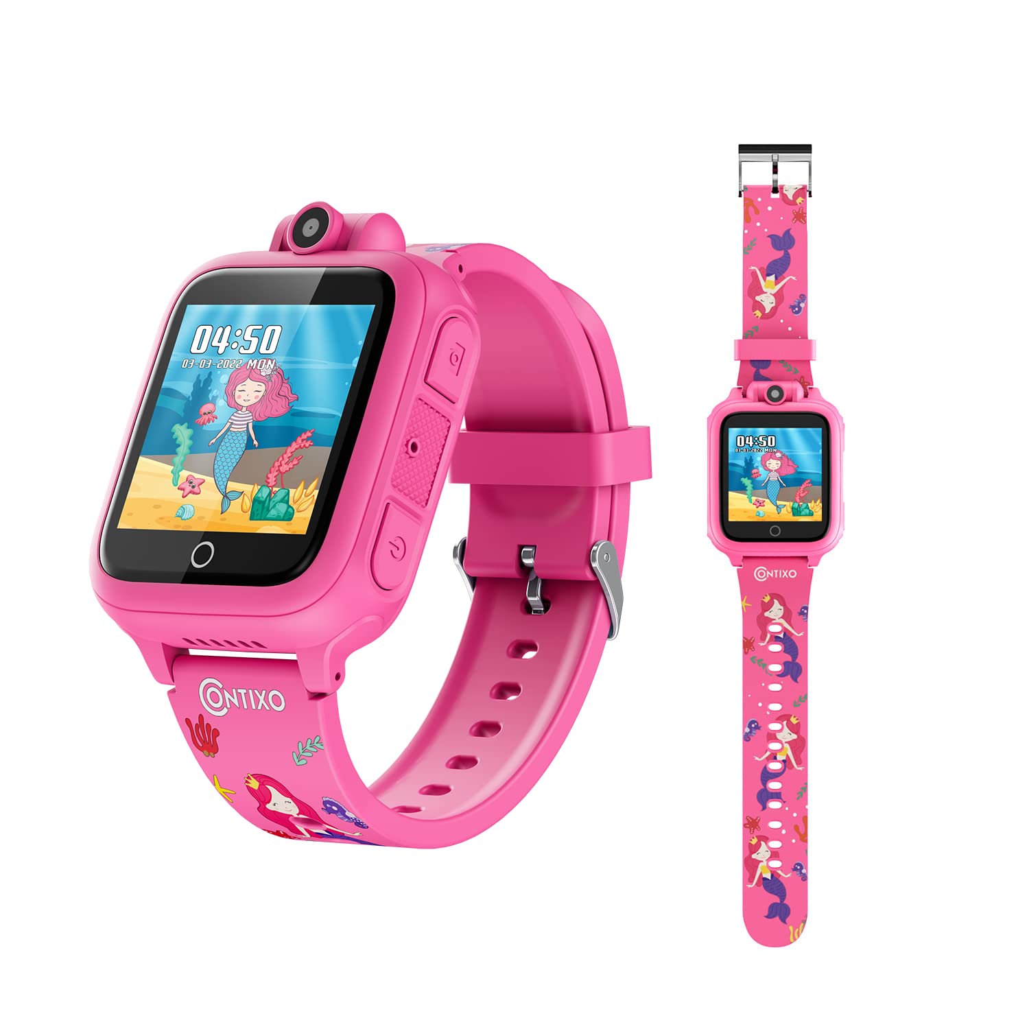 Contixo Kids Tablet, V10 7 Inch Tablet for Kids and Smart Watch Bundle, 2GB 32 GB Toddler Tablet with Bluetooth, with Smart Watch/Touch Screen, Camera, Video and Audio Recording, MP3 Player-Pink