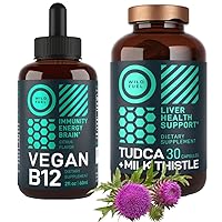 WILD FUEL TUDCA and Milk Thistle Supplement and Vegan Vitamin B12 Liquid Liver Health and Energy Bundle