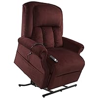 Easy Comfort Superior 3 Position Heavy Duty Big Lift Chair 500 lb Capacity Chaise Lounge Recliner - Bordeaux Red Fabric - White Glove Inside Delivery and Setup
